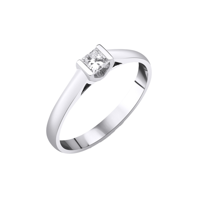 Elegantní zásnubní prsten zdobený princess briliantem