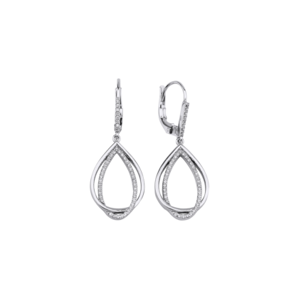 Visací náušnice s brilianty ve tvaru proplétané kapky