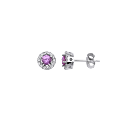 Decentní náušnice se safírem a jemnými brilianty