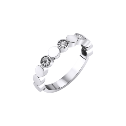 Nadčasový prsten z hladkých plošek s jemnými brilianty