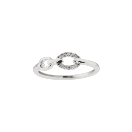 Nadčasový prsten řetězového vzoru zdobený brilianty