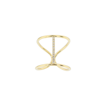 Originální minimalistický prsten zdobený jemnými brilianty