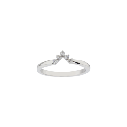 Nadčasový prsten ve tvaru V zdobený brilianty