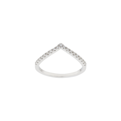 Nadčasový prsten ve tvaru šipky posázený jemnými brilianty
