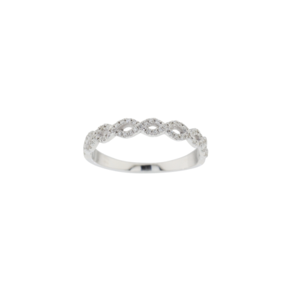 Luxusní vlnkový  prsten zdobený jemnými brilianty