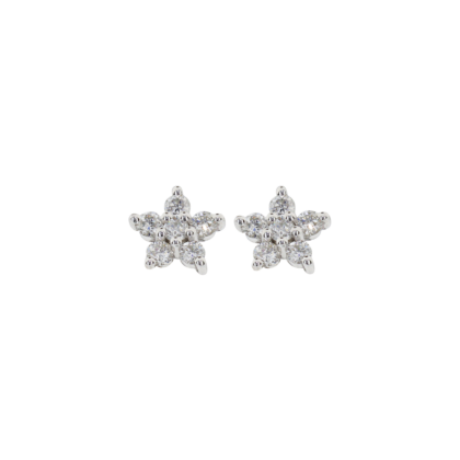 Jemné nadčasové náušnice ve tvaru hvězdy zdobené brilianty