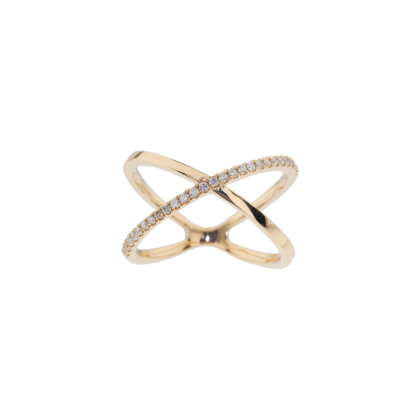 Luxusní překřížený prsten zdobený jemnými brilianty