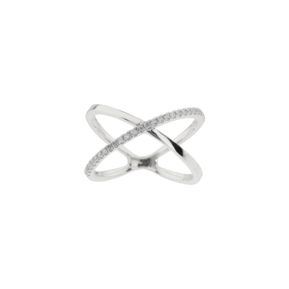 Luxusní překřížený prsten zdobený jemnými brilianty