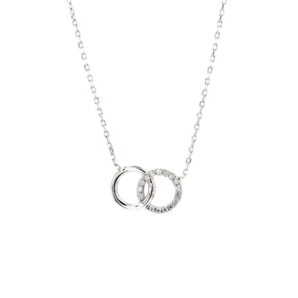 Minimalistický náhrdelník kruhy spojení zdobený brilianty