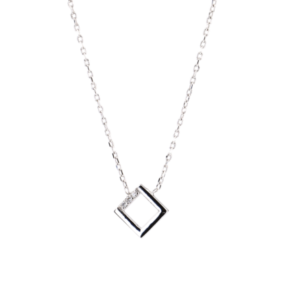 Minimalistický náhrdelník hranatého tvaru zdobený brilianty
