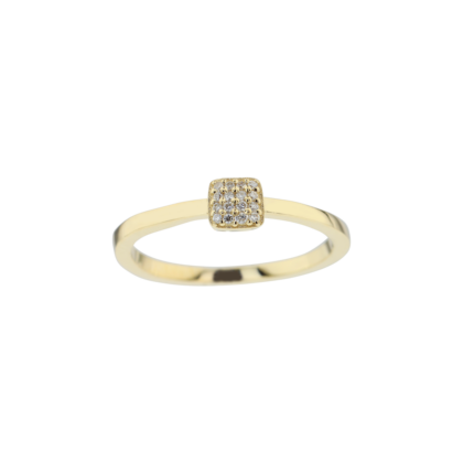 Elegantní prsten hranatého tvaru posázený jemnými brilianty