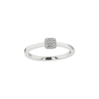 Elegantní prsten hranatého tvaru posázený jemnými brilianty