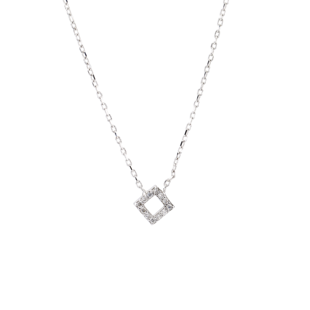 Elegantní náhrdelník hranatého tvaru zdobený jemnými brilianty