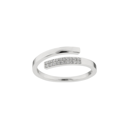 Originální otevřený  prsten zdobený jemnými brilianty