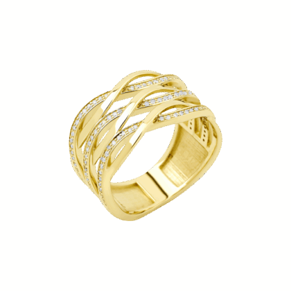 Luxusní pletený prsten zdobený jemnými brilianty