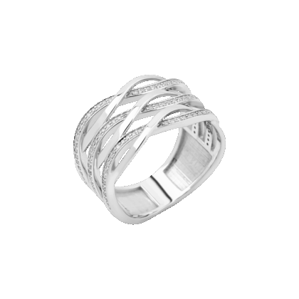 Luxusní pletený prsten zdobený jemnými brilianty