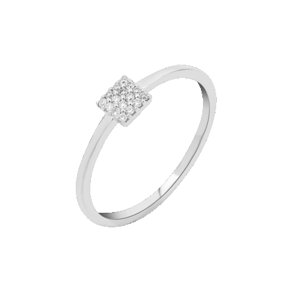 Elegantní prsten ve tvaru čtverce zdobený jemnými brilianty