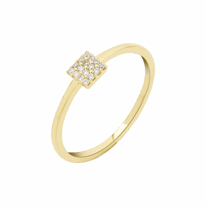 Elegantní prsten ve tvaru čtverce zdobený jemnými brilianty