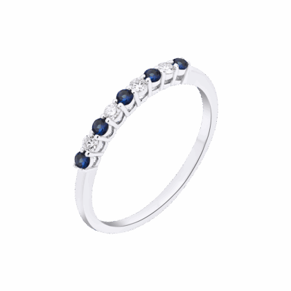 Decentní prsten zdobený jemnými safíry a brilianty