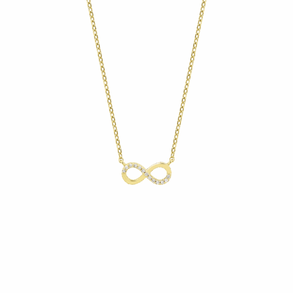 Jemný náhrdelník ve tvaru nekonečno posázený brilianty