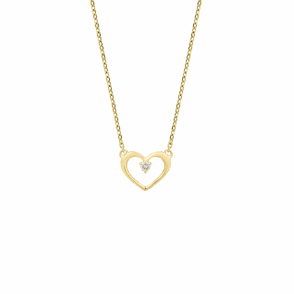 Jemný náhrdelník ve tvaru srdce s briliantem