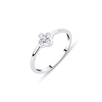 Minimalistický prsten kytička zdobený jemnými brilianty