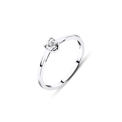 Decentní zásnubní prsten na čtyři krapny s jemným briliantem zdobený diamantovým brusem