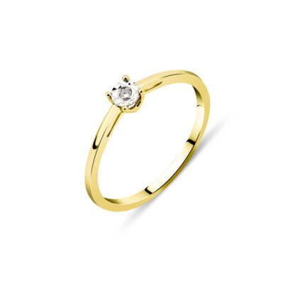 Jemný zásnubní prsten na čtyři krapny s malým briliantem zdobený diamantovým brusem