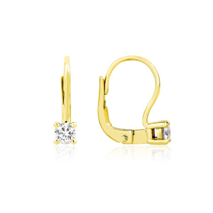 Decentní zlaté náušnice zdobené jedním solitérním briliantem